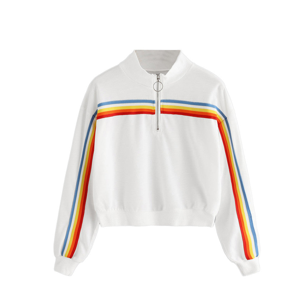 Crop Top Arc-En-Ciel Blanc
