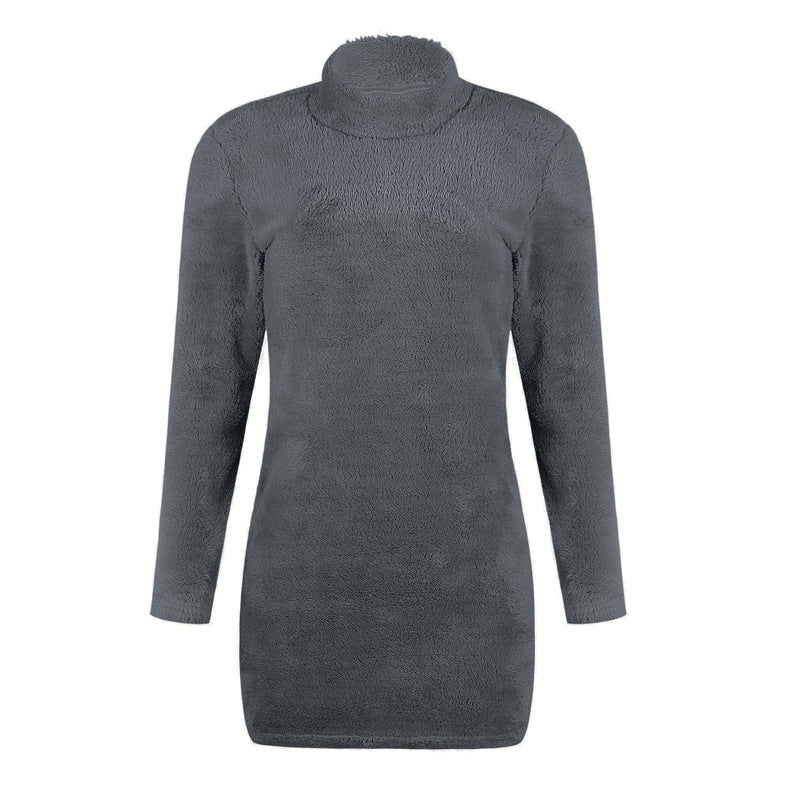 Robe-Pull Col Montant Gris