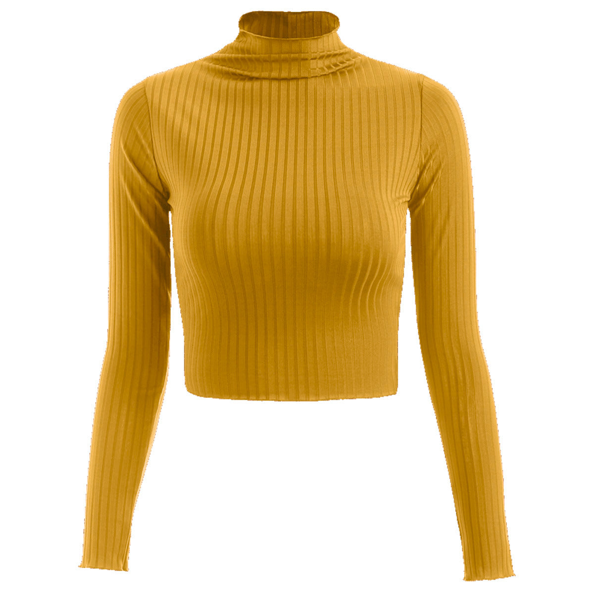 Crop Top Col Montant Jaune