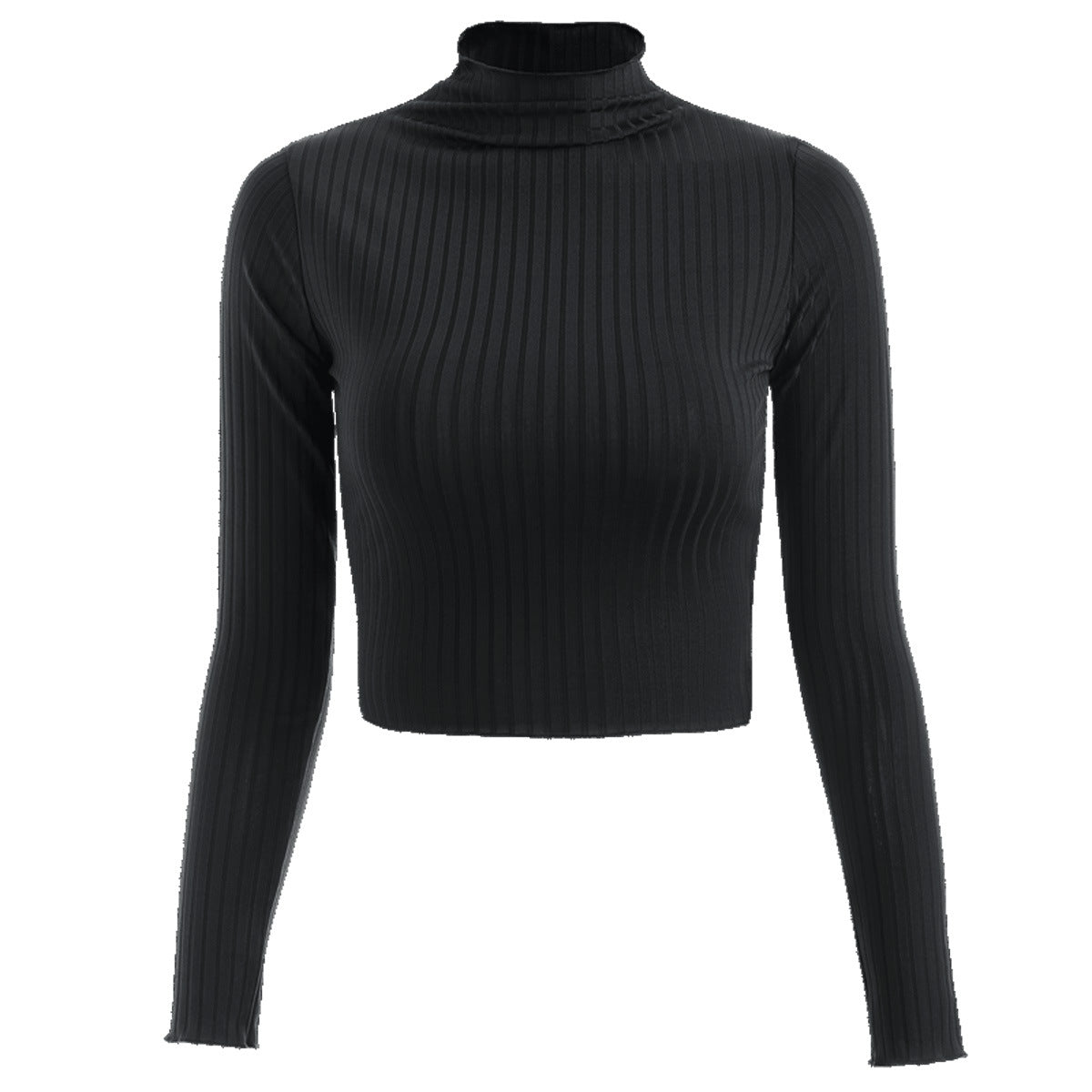 Crop Top Col Montant Noir