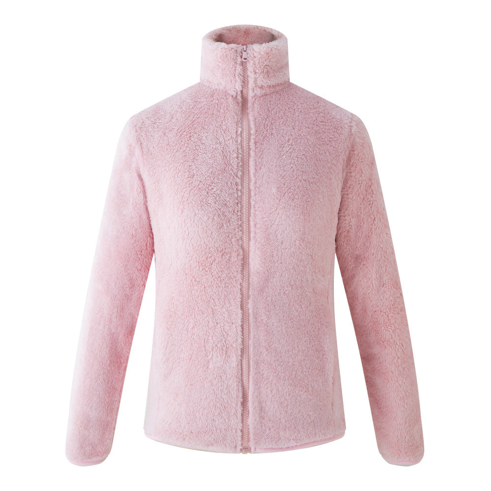 Veste Col Fourrure Femme Rose