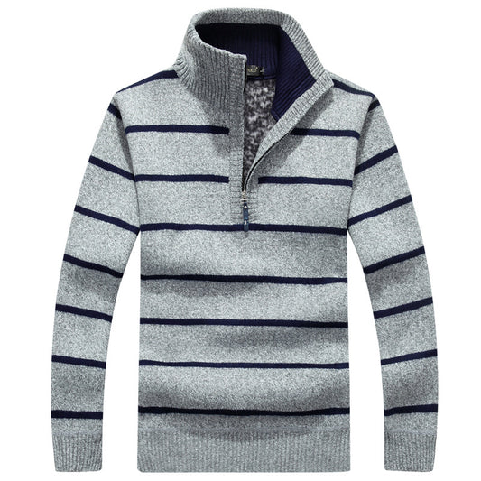 Pull Zippé Gris Homme