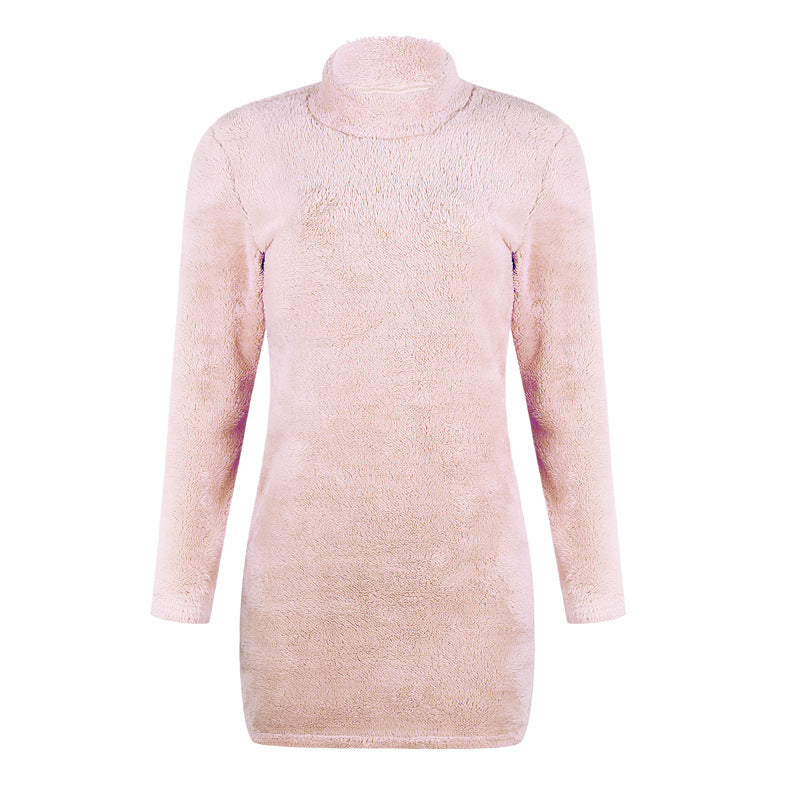 Robe-Pull Col Montant Rose