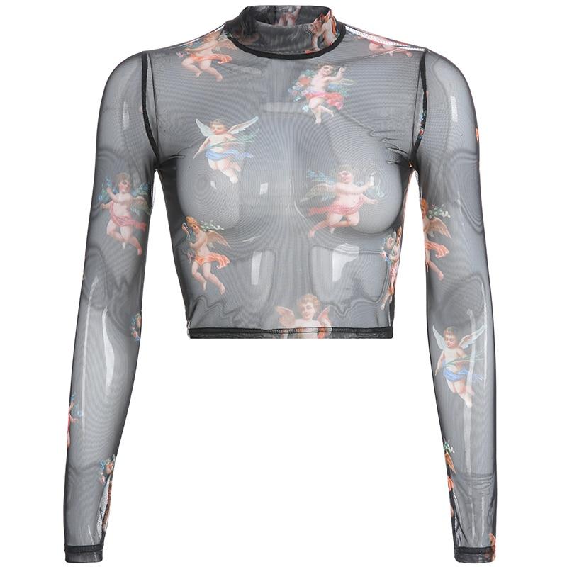 Crop Top Transparent Noir