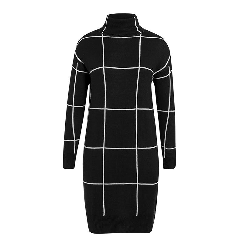 Robe-Pull Col Roulé Noir