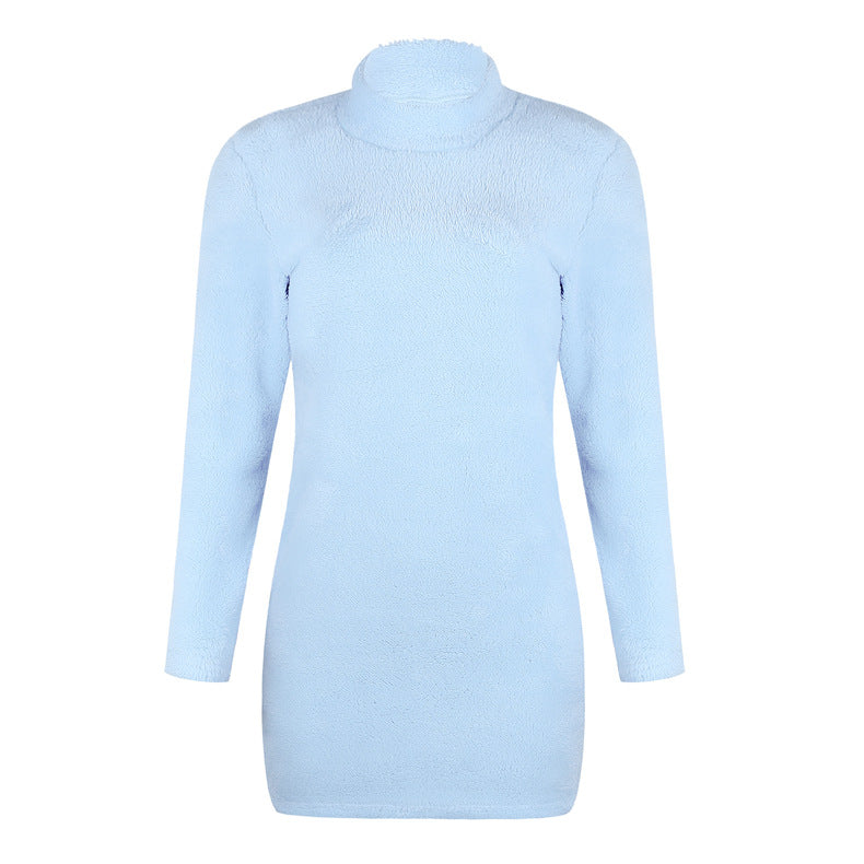 Robe-pull Col Montant Bleu