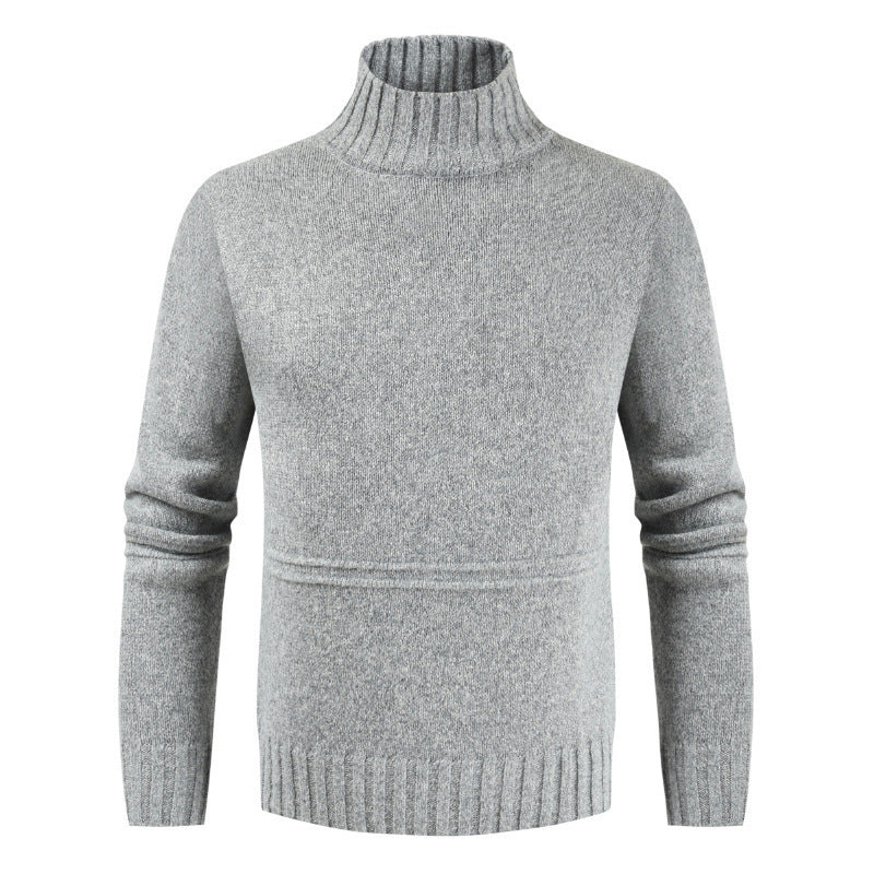 Pull Col Montant Homme Gris Clair
