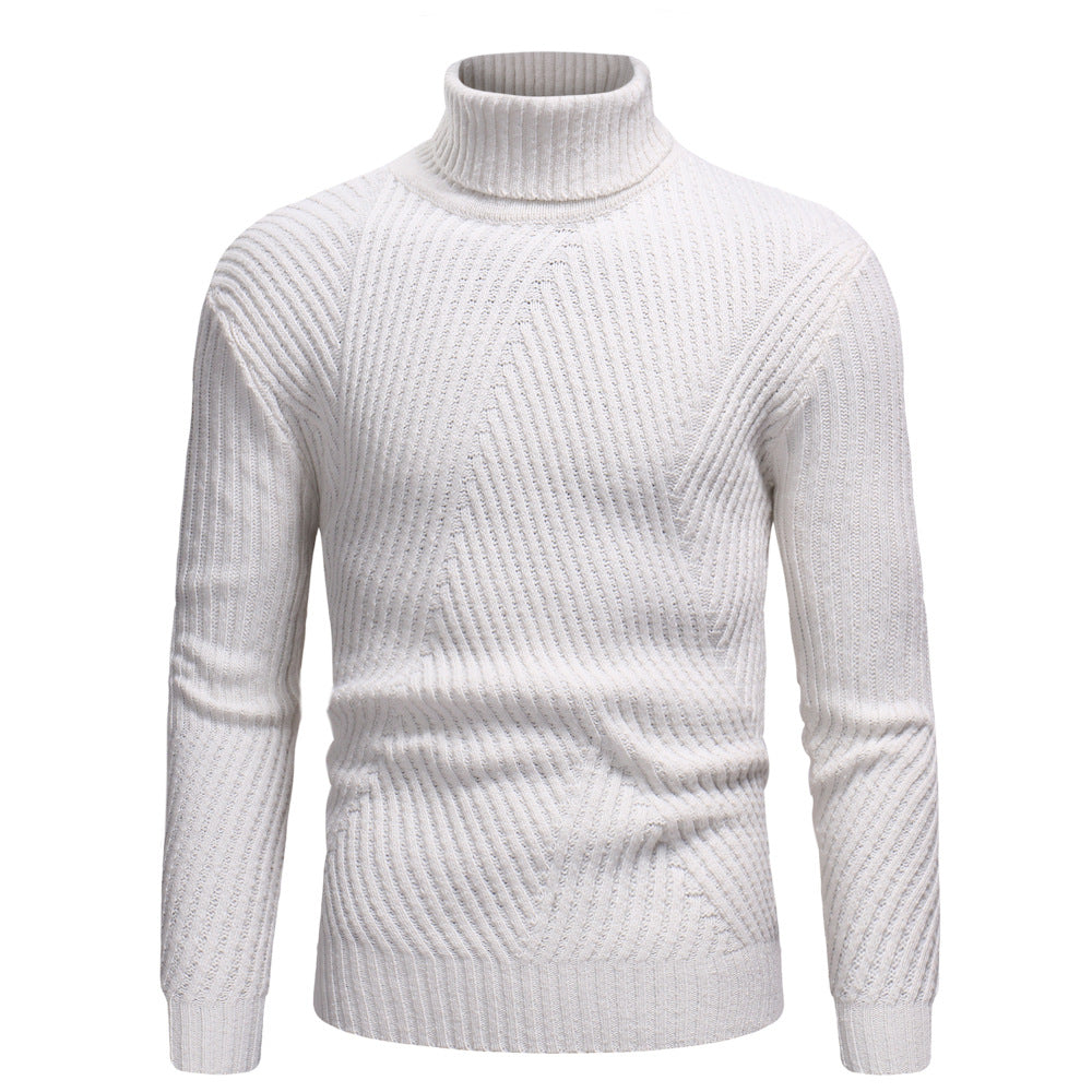 pull col roulé homme laine blanc