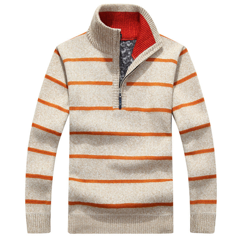 Pull Zippé Beige Homme