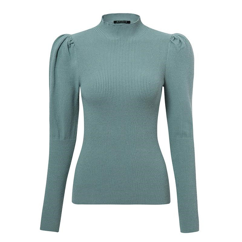 Pull Col Montant Femme Bleu Ciel