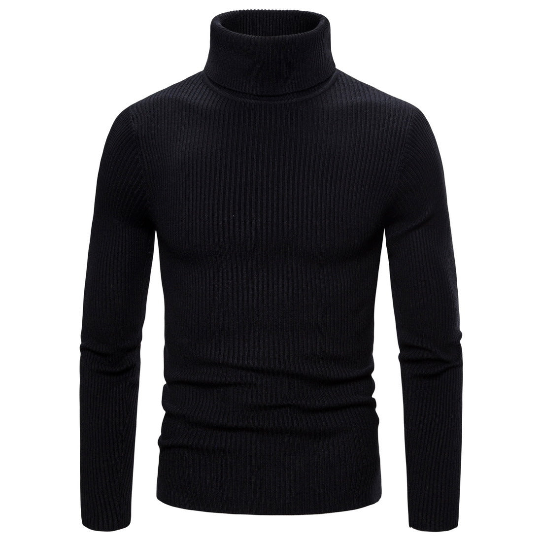 Pull Col Roulé Noir Homme