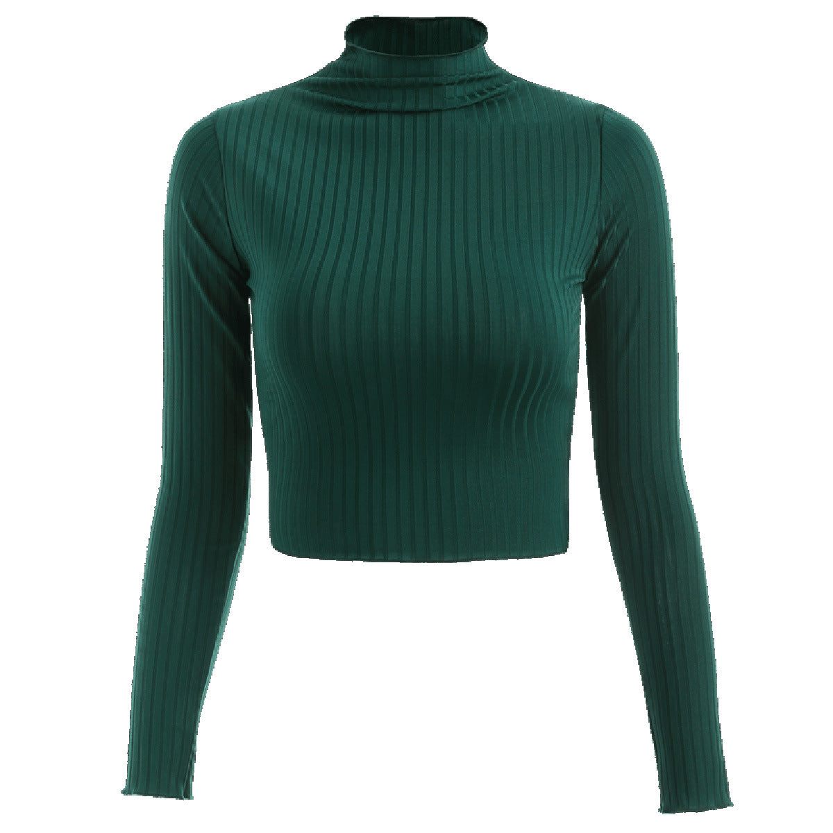 Crop Top Col Montant vert