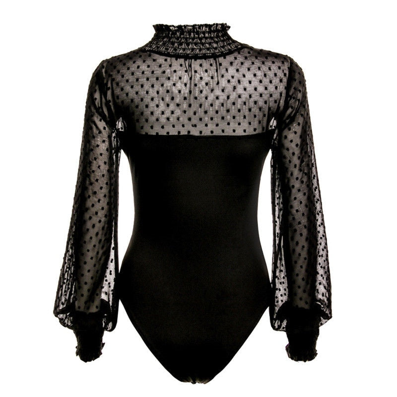 Body Col Montant Transparent Noir