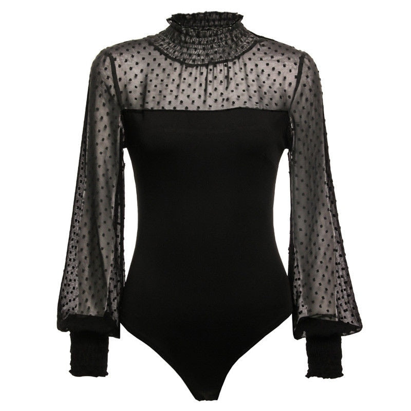 Body Col Montant Dentelle Noir