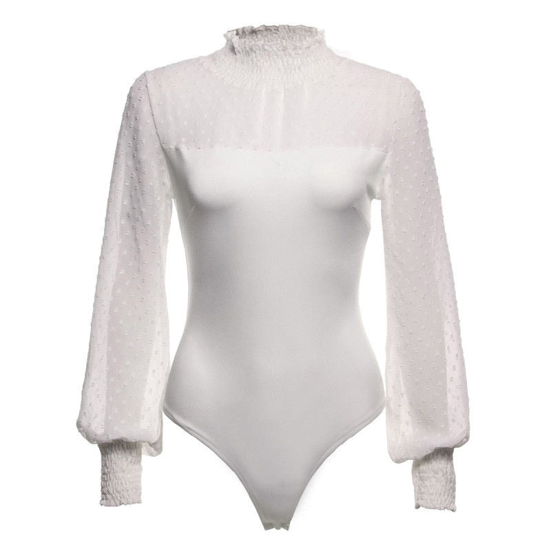 Body Col Montant Dentelle Blanc