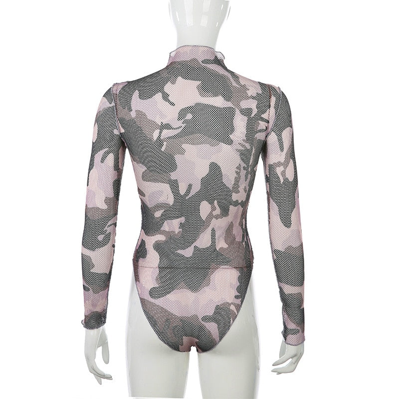 Body Col Montant Imprimé Camouflage