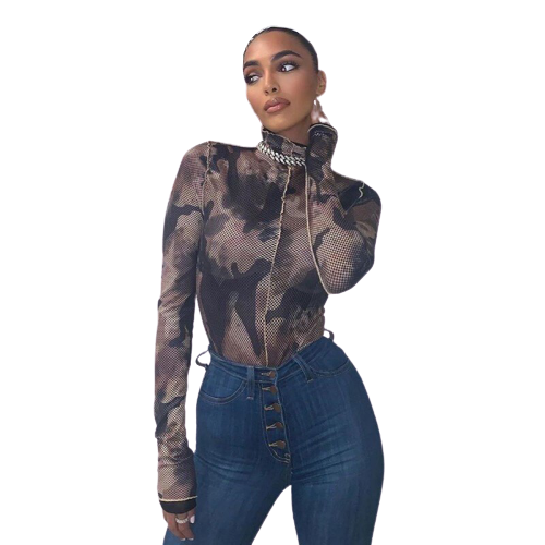 Body Col Montant Imprimé Serpent Femme