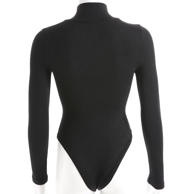 Body Col Montant Manche Longue Noir