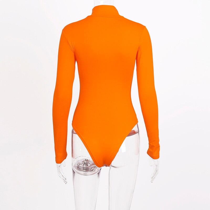 Body Col Montant Orange Femme de Dos