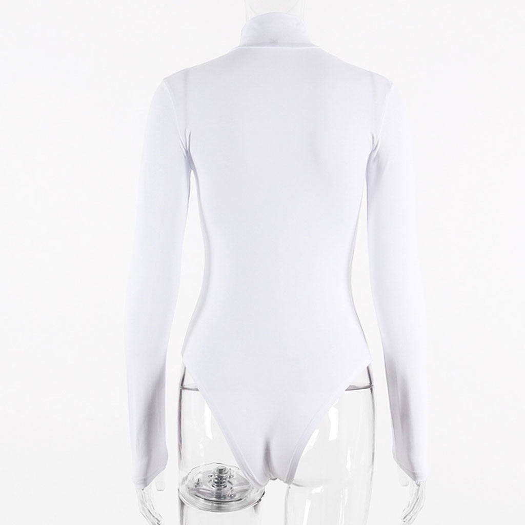 Body Col Montant Blanc Femme de Dos