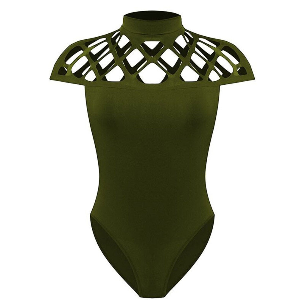 Body Col Montant Sans Manche Vert