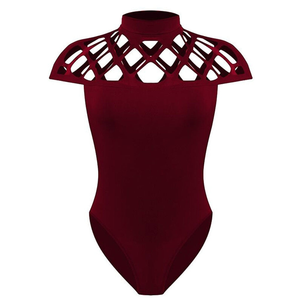 Body Col Montant Sans Manche Rouge
