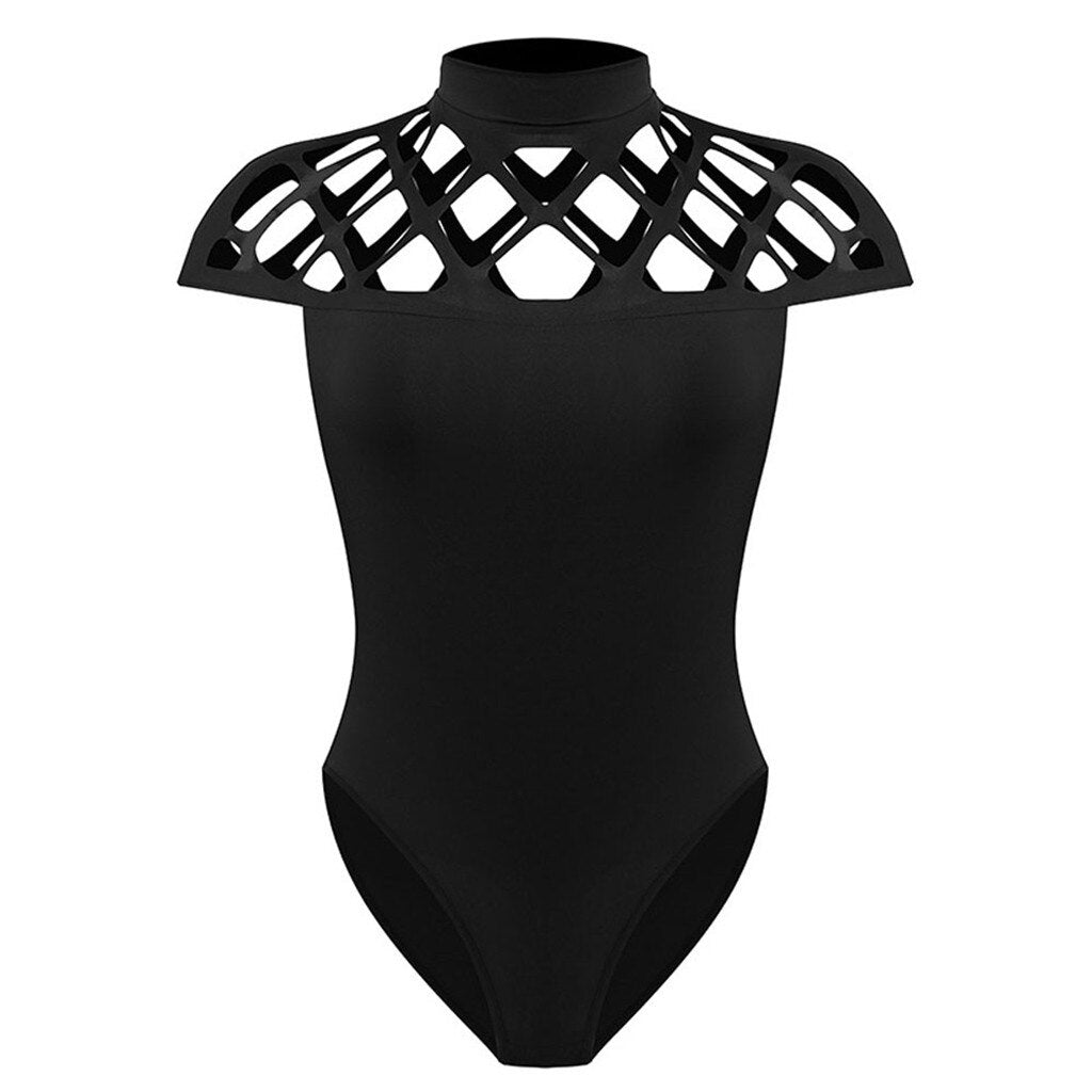 Body Col Montant Sans Manche Noir