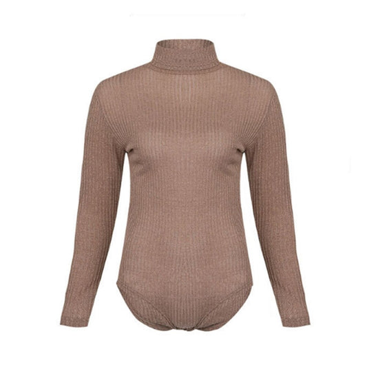 Body Col Roulé Marron Femme