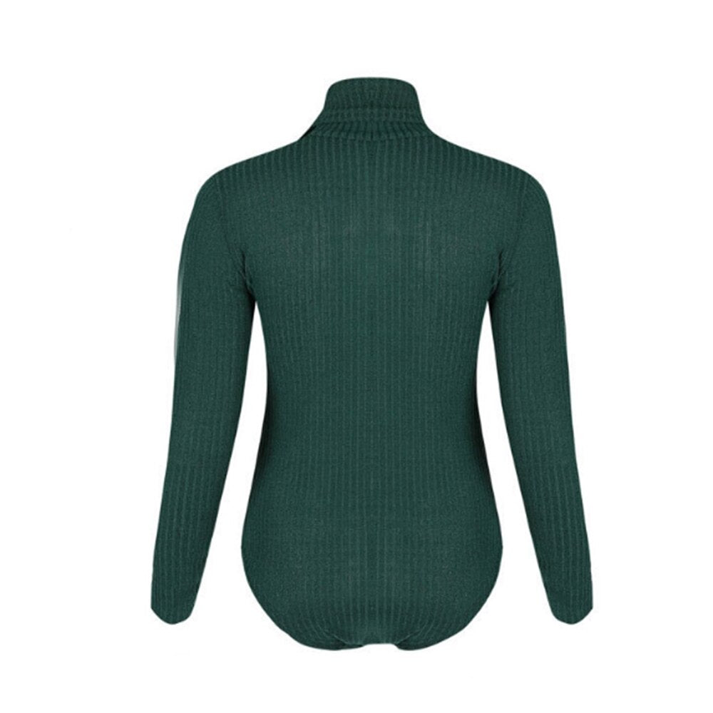 Body Col Roule Vert Femme de dos
