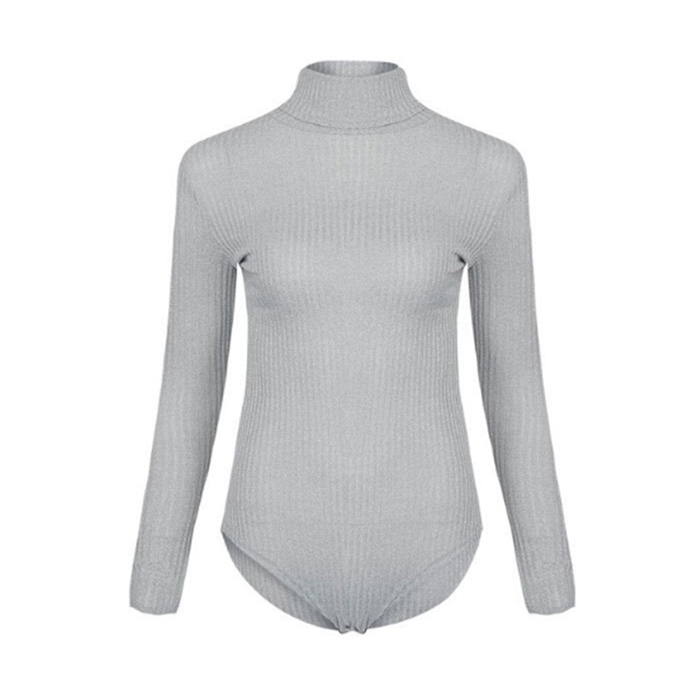 Body Col Roulé Gris Femme