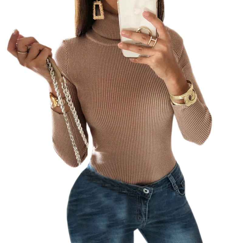 Body Col Roule Camel Femme