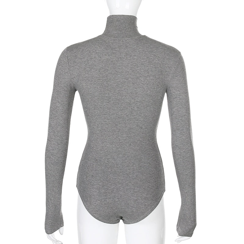 Body Col Roulé Gris de Dos