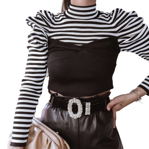 Col Montant Rayure Femme