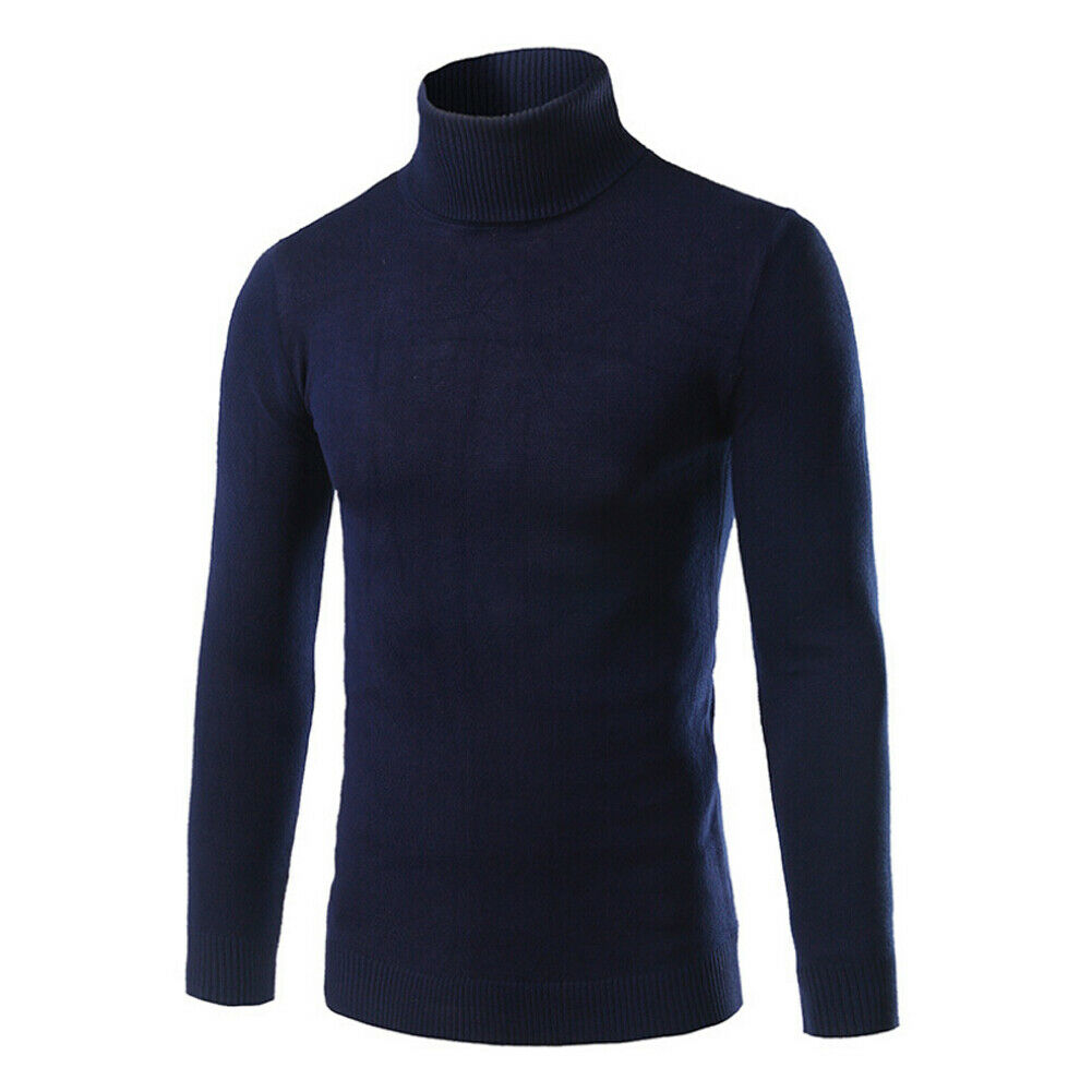 Col Roulé Coton Homme Bleu Marine