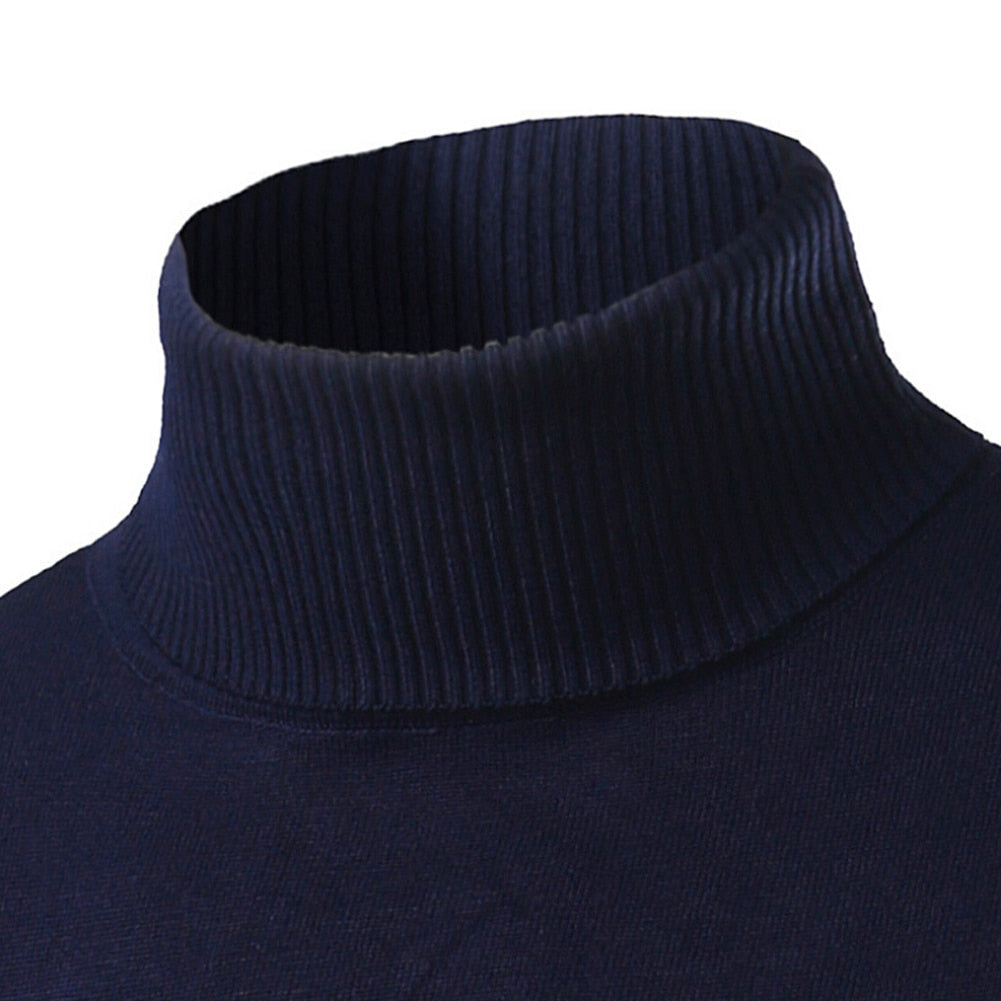 Col Roulé Manche Longue Homme Bleu Marine
