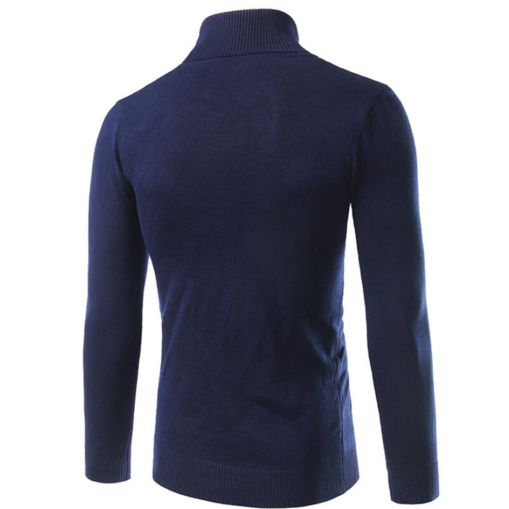 Col Roulé Coton Homme Bleu