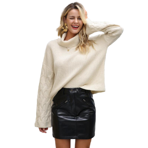 Col Roule Femme Blanc