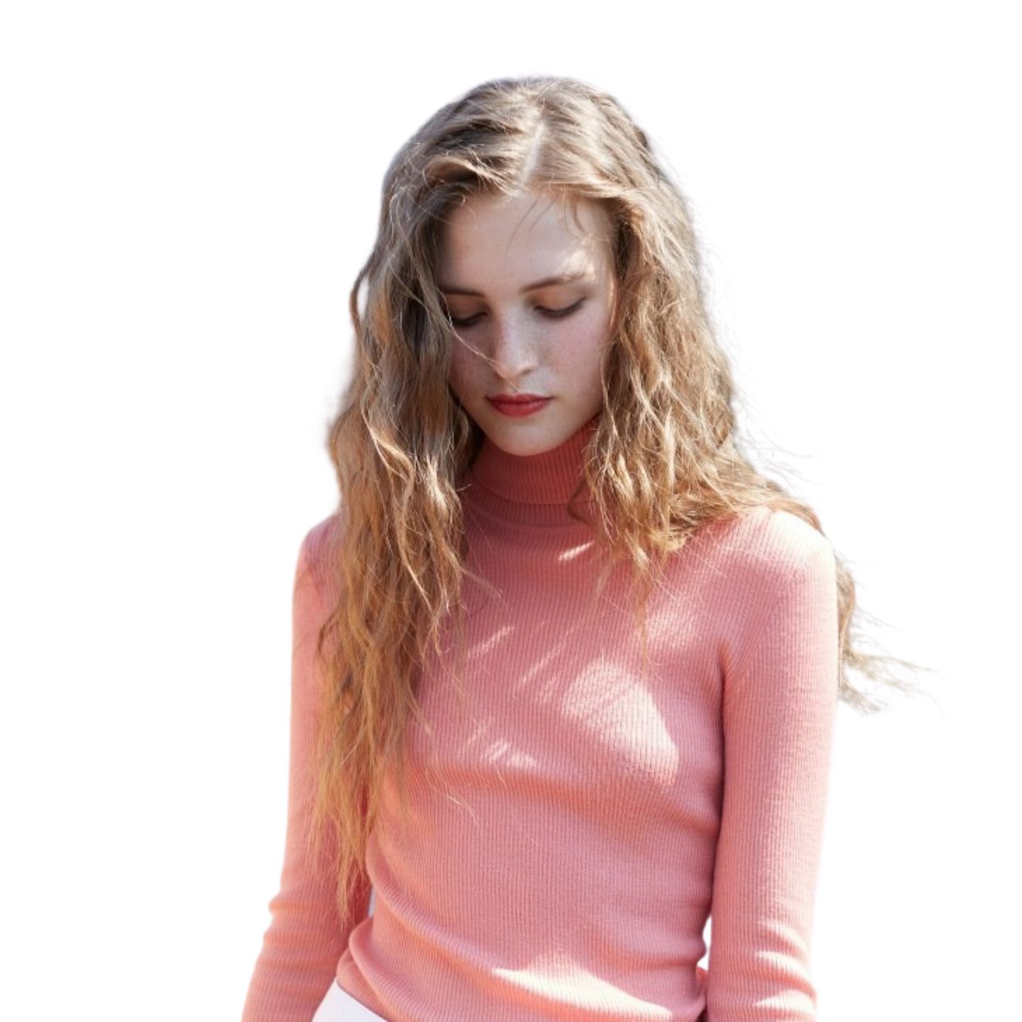 Col Roulé 100% Laine Femme Rose
