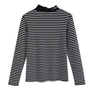 col roule rayure femme noire