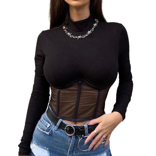 Crop Top Col Haut Femme