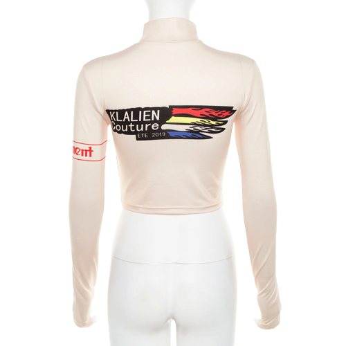 Crop Top Col Roulé Imprimé