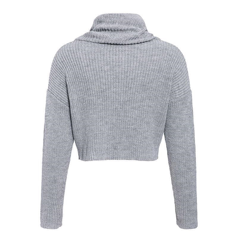 crop top col rouler grise