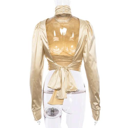 Crop Top Col Montant Dos Nu