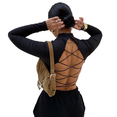 Crop Top Col Montant Dos Nu