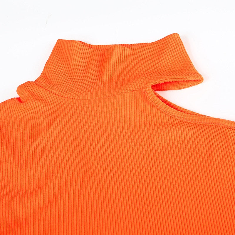 Crop Top Épaule Dénudée Manche Longue