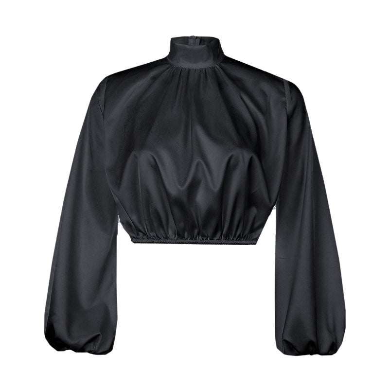Crop Top Manche Évasée Noir