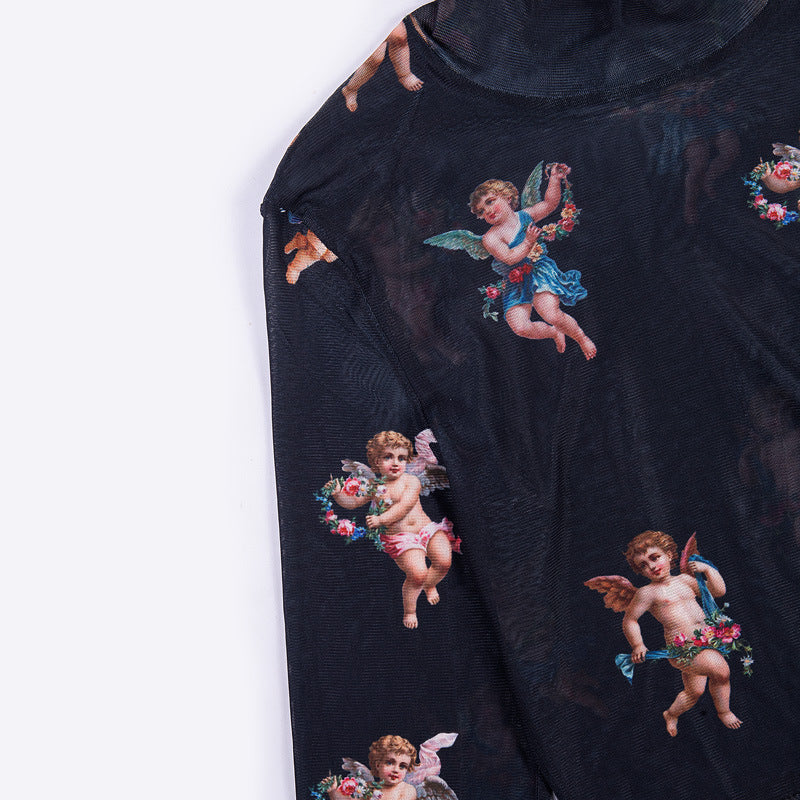 Crop Top Transparent Noir