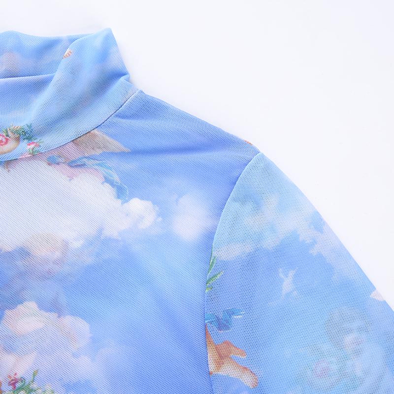 Crop Top Transparent Bleu