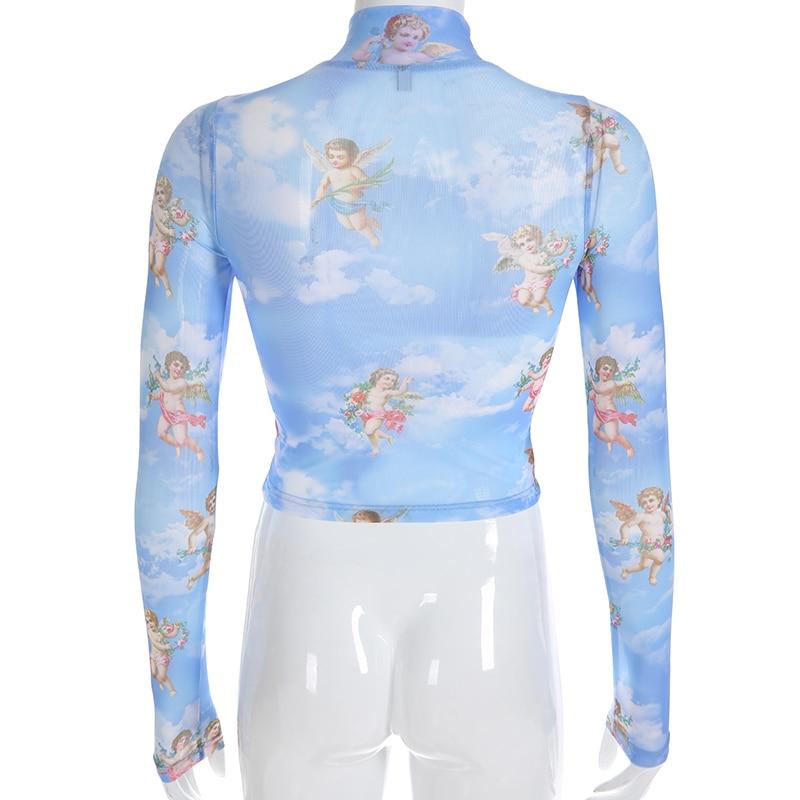 crop-top transparent bleu