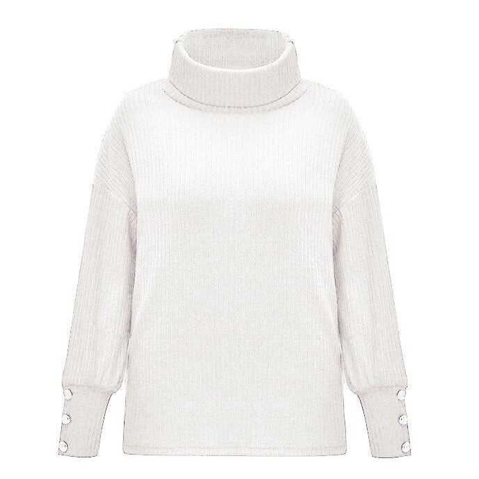 Gros Pull Col Roulé Femme Blanc
